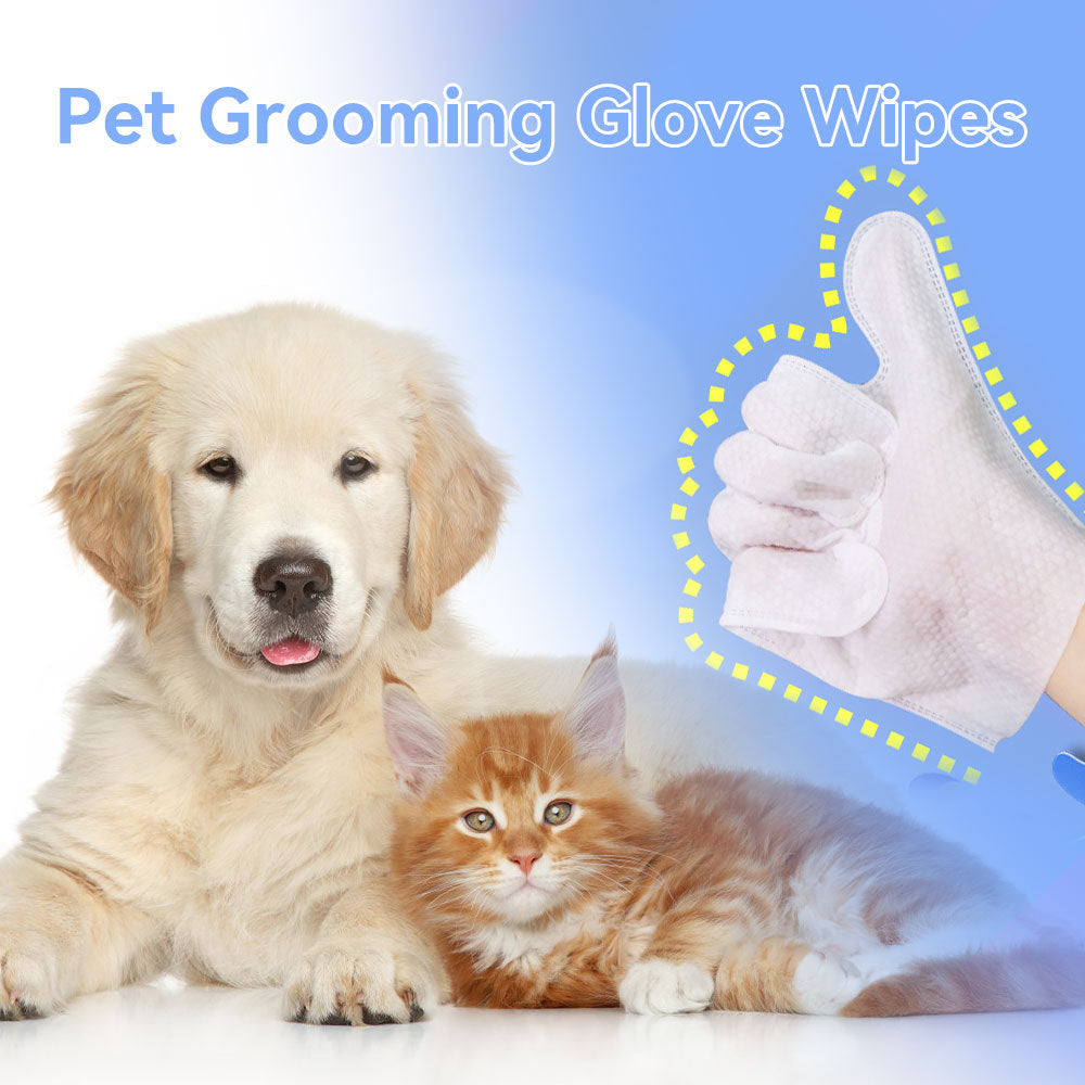 Gloves For Dog And Cat, Wipes Cleaning & Deodorizing, For Body Paws Daily Care,Grooming Wipes Cleaning Fur Traveling Rinse Free,6PCS-1PACK