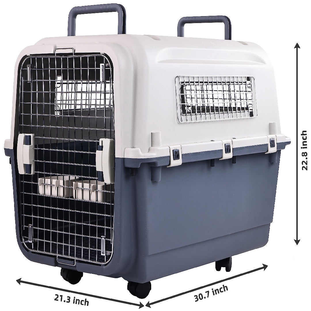 Only Supports Self Pickup Plastic Dog Kennel, Pet Transport, Rolling Plastic Airline Approved Wire Door Travelling Dog Crate, Small-Medium-Large