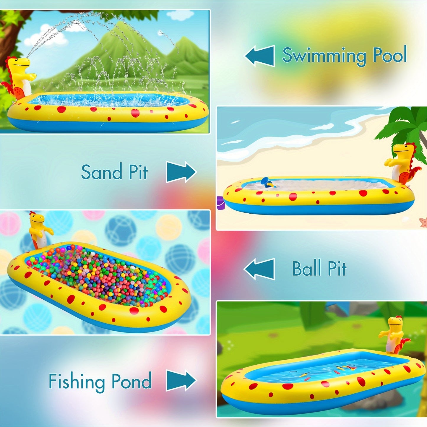 Dinosaur Water Spray Pool For Kids Pet Play Mat Water Play Toy Shark Pool