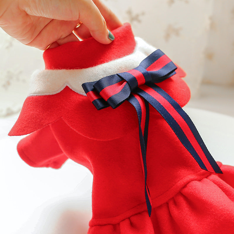 Pet Dog Cat Autumn And Winter Woolen Cloth Student British Style Cat Costume