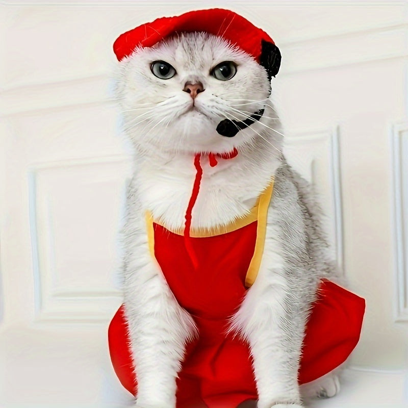 Handmade Cat/Dog Restaurant Manager/Shift Leader Pet Costume