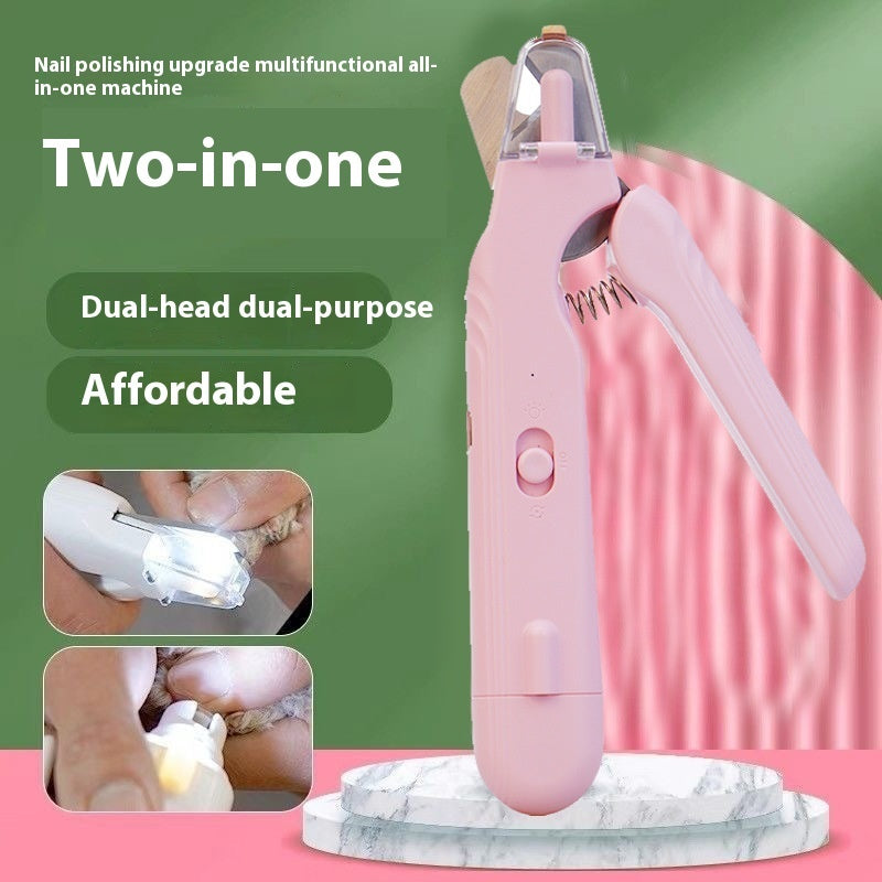 Pet Led Nail Clippers Type-c Rechargeable Nail Polish Scissors Two-in-one