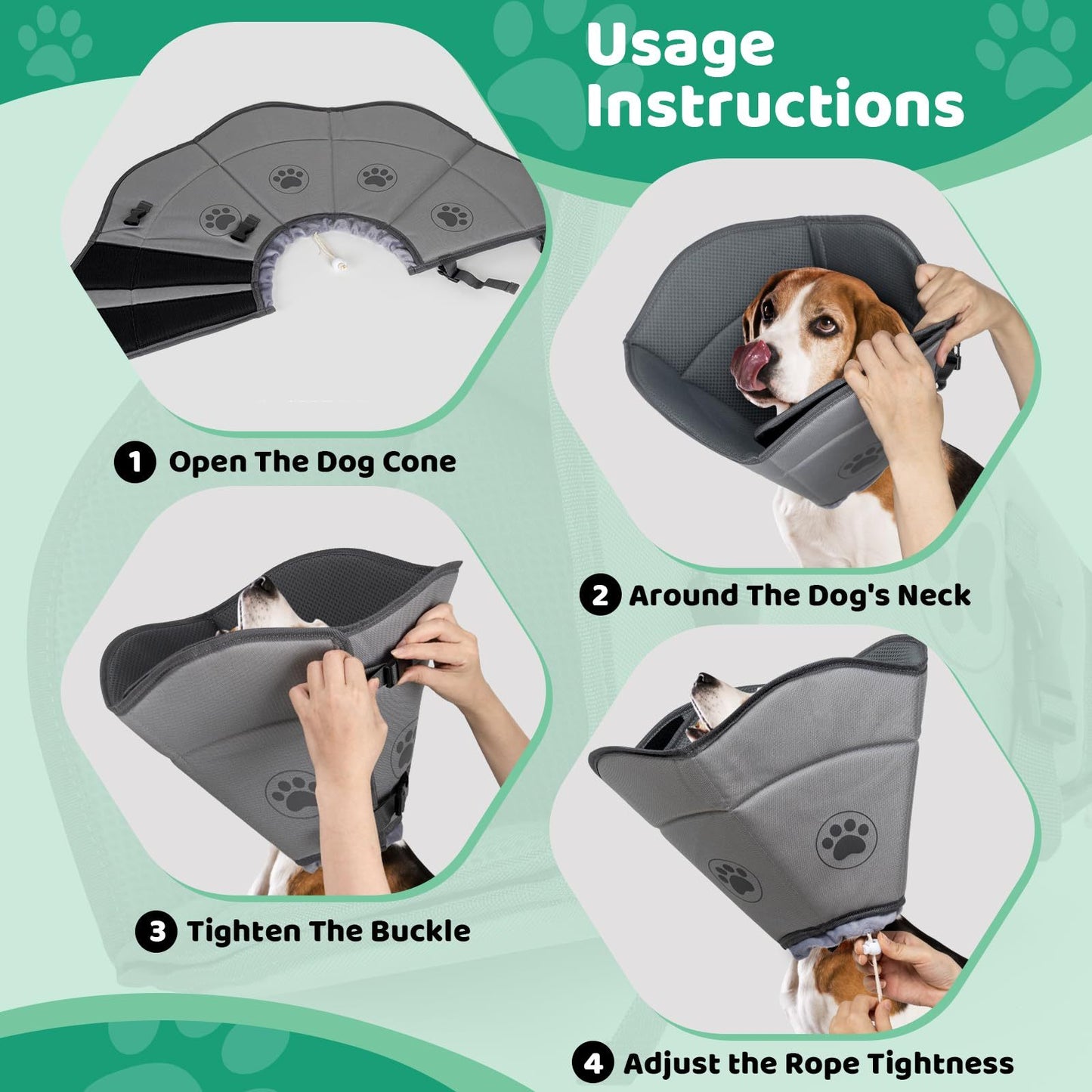 IFurffy Dog Cone For After Surgery,Breathable For Large Medium Small Size Dog, Adjustable Drawstring And Buckle Dog Recovery To Stop Licking And Scratching Wound,XL