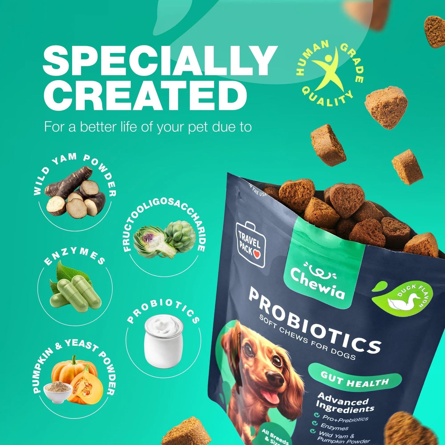 Probiotics For Dogs Support Gut Health Immunity Yeast Balance Itchy Skin Allergies Probiotics And Digestive Enzymes 180 Probiotic Chews For Dogs