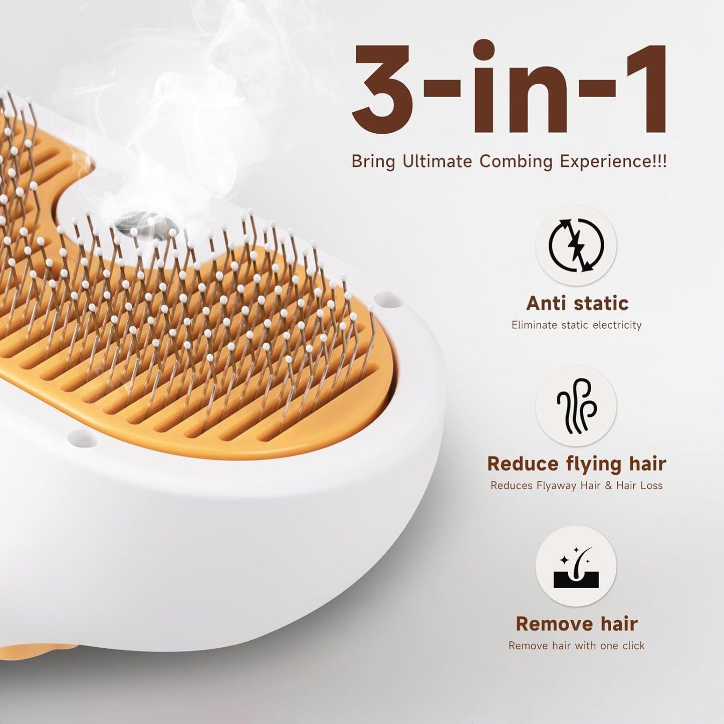 Universal Pet Steam Brush For Cats And Dogs 3-in-1 Spray Hair Removal Comb With Waterless Shampoo And Ear Towel,