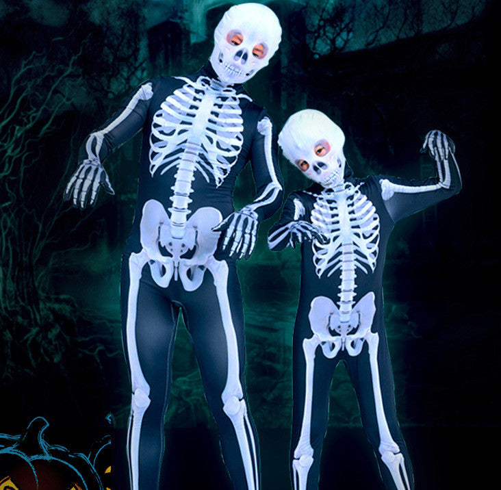 Halloween Scary Skeleton Skull Costume Jumpsuit Carnival Party Clothing