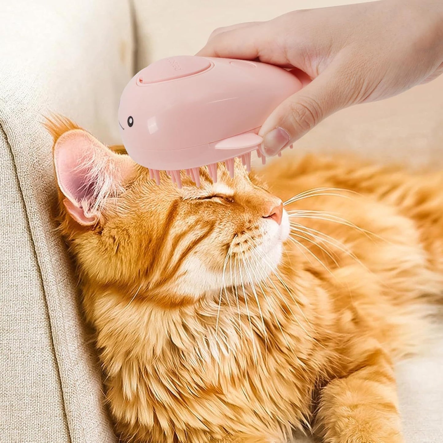 3 In 1 Steamy, Rechargeable Self Cleaning Pet Groom Silicone Brush/Spray Brush For Massage, Pet Hair Removal Comb