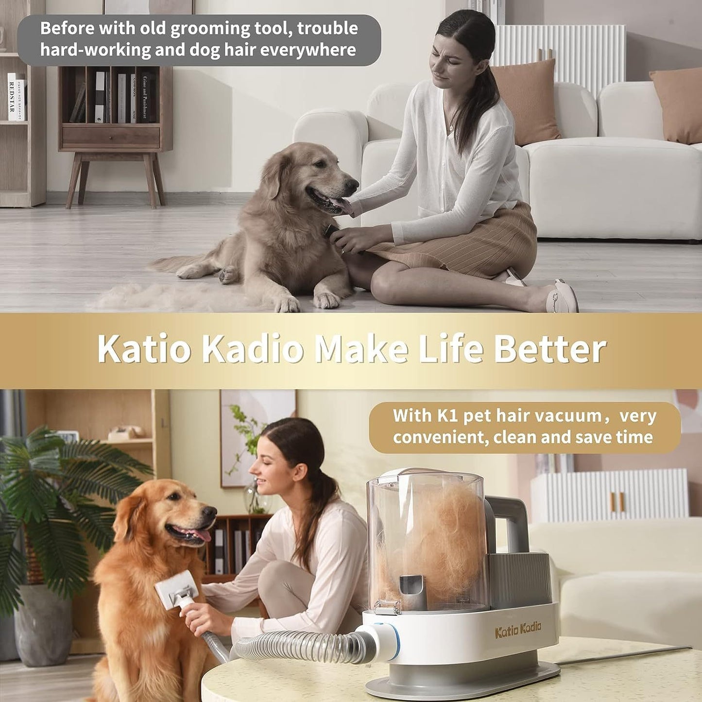 Pet Grooming Kit, 5 In 1 Dog Grooming Kit With 2 Suction Mode, Low Noise Dog Hair Remover, Dog Vacuums For Hair Cleaning & For Shedding Small, Medium Pet For Dog Hair At Home