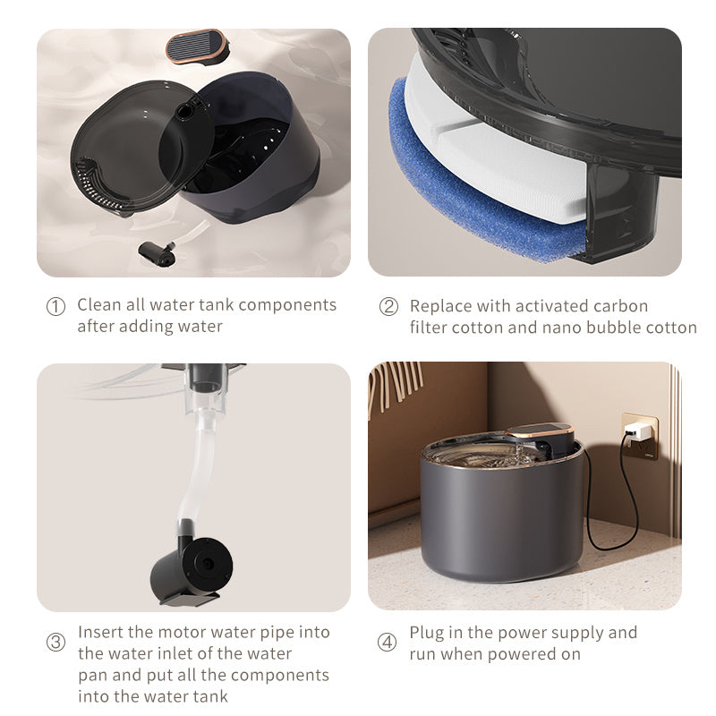 Automatic Water Fountain Mute Water Feeder Bowl USB Charge Auto Electric Feeder Drinking Dispenser For Cat or Dog