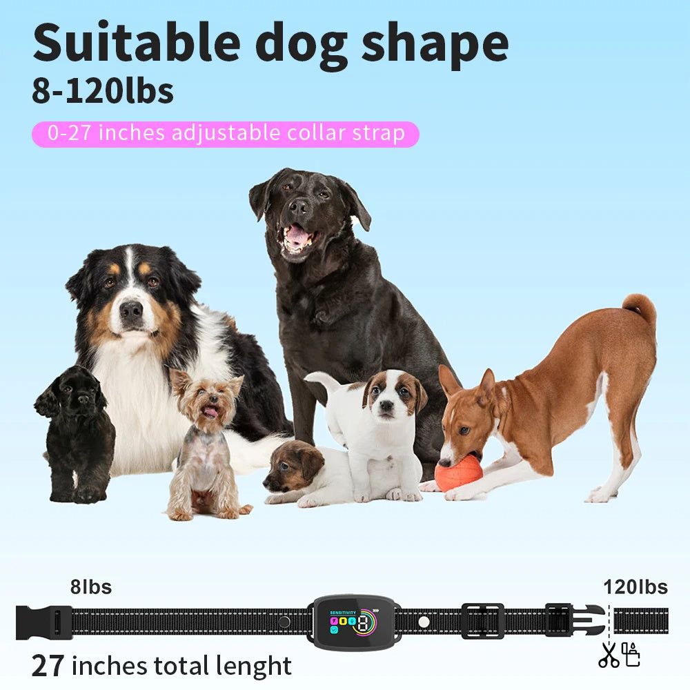 Smart Automatic Anti Barking Dog Collar Rechargeable HD Digital Display IP67 Waterproof