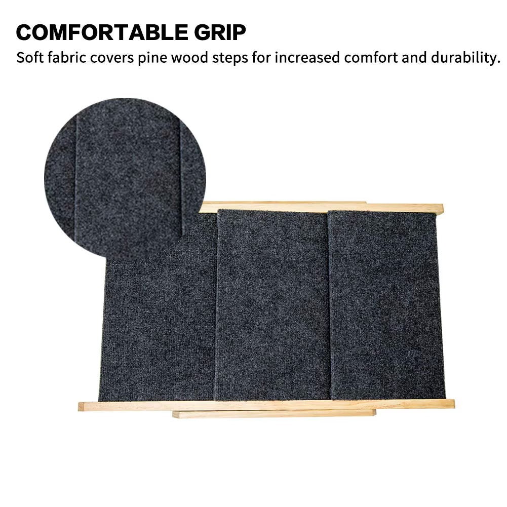 Wood Foldable 3 Levels Dog Stairs Ramp Perfect For Beds And Cars Portable Dog Ladder Up To 110 Pounds