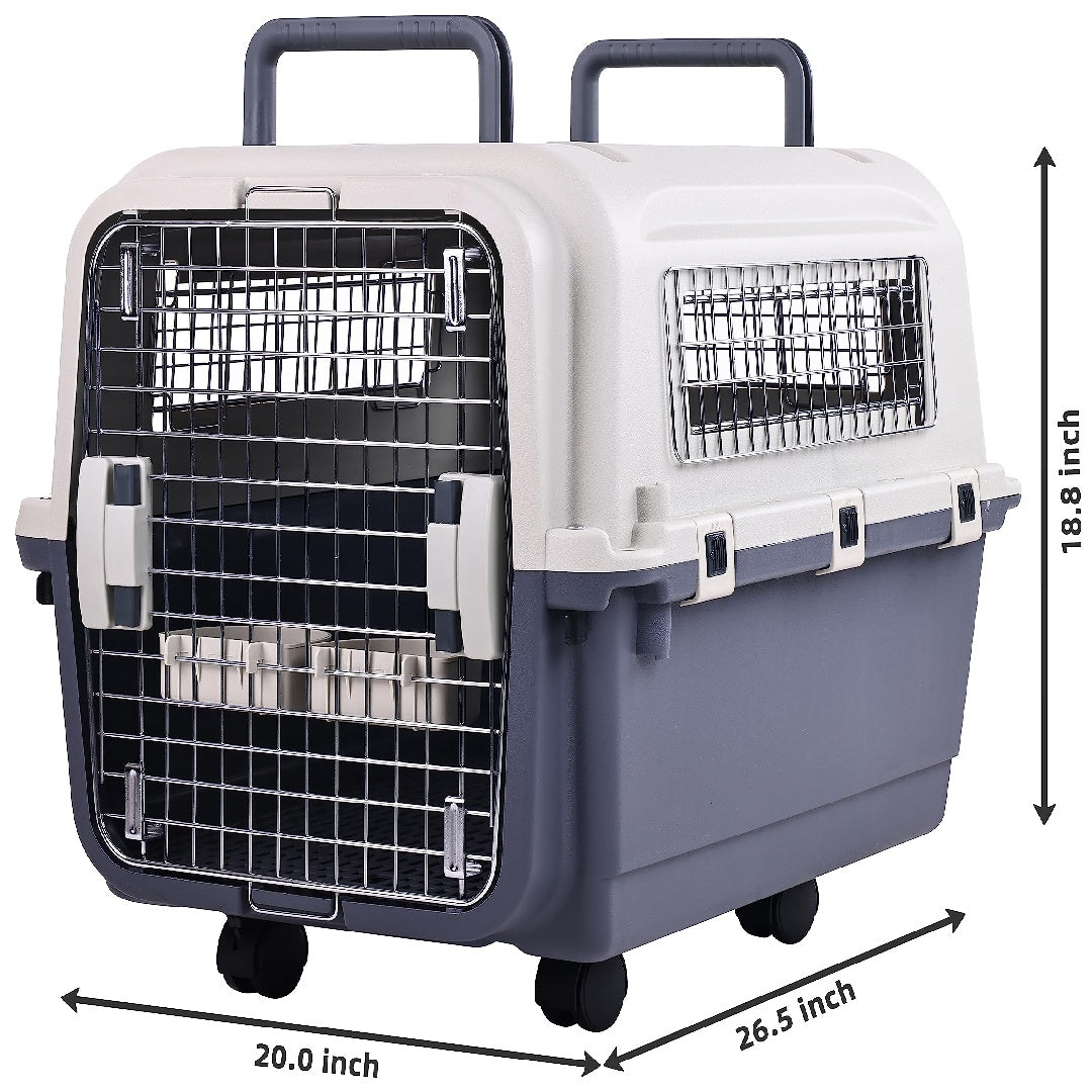 Only Supports Self Pickup Plastic Dog Kennel, Pet Transport, Rolling Plastic Airline Approved Wire Door Travelling Dog Crate, Small-Medium-Large