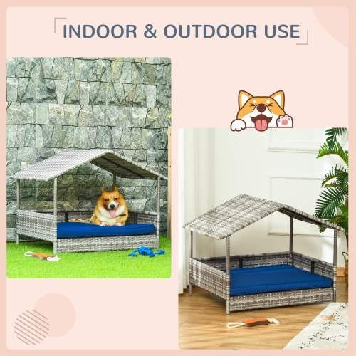 The Rattan Waterproof Dog House Outdoors With A Canopy