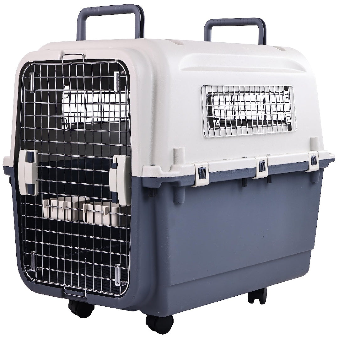 Only Supports Self Pickup Plastic Dog Kennel, Pet Transport, Rolling Plastic Airline Approved Wire Door Travelling Dog Crate, Small-Medium-Large
