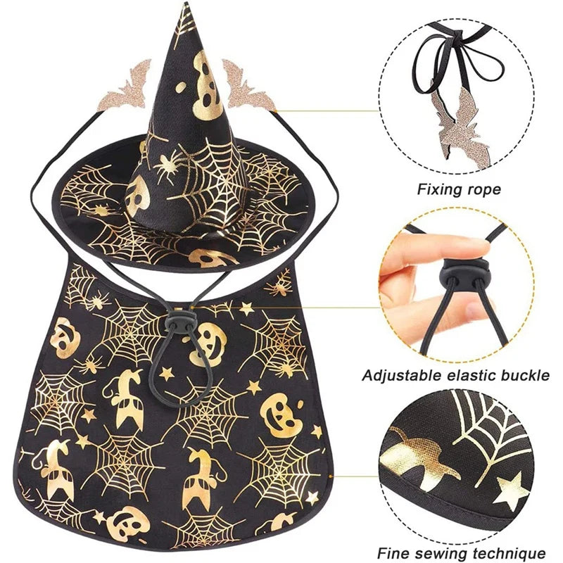 Halloween Pet Cape And Hat Outfit Cosplay Clothes Apparel *Free Shipping