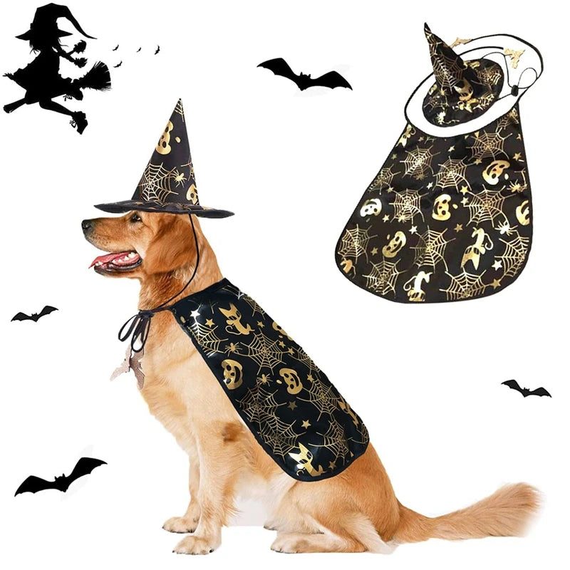 Halloween Pet Cape And Hat Outfit Cosplay Clothes Apparel *Free Shipping
