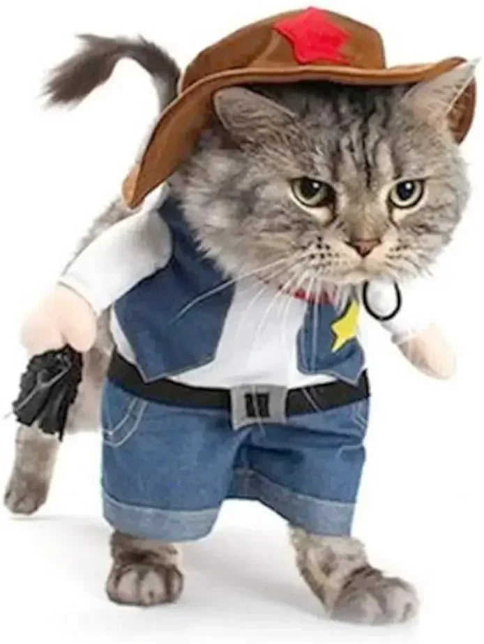 Funny Pet Halloween Costume Cowboy Clothes