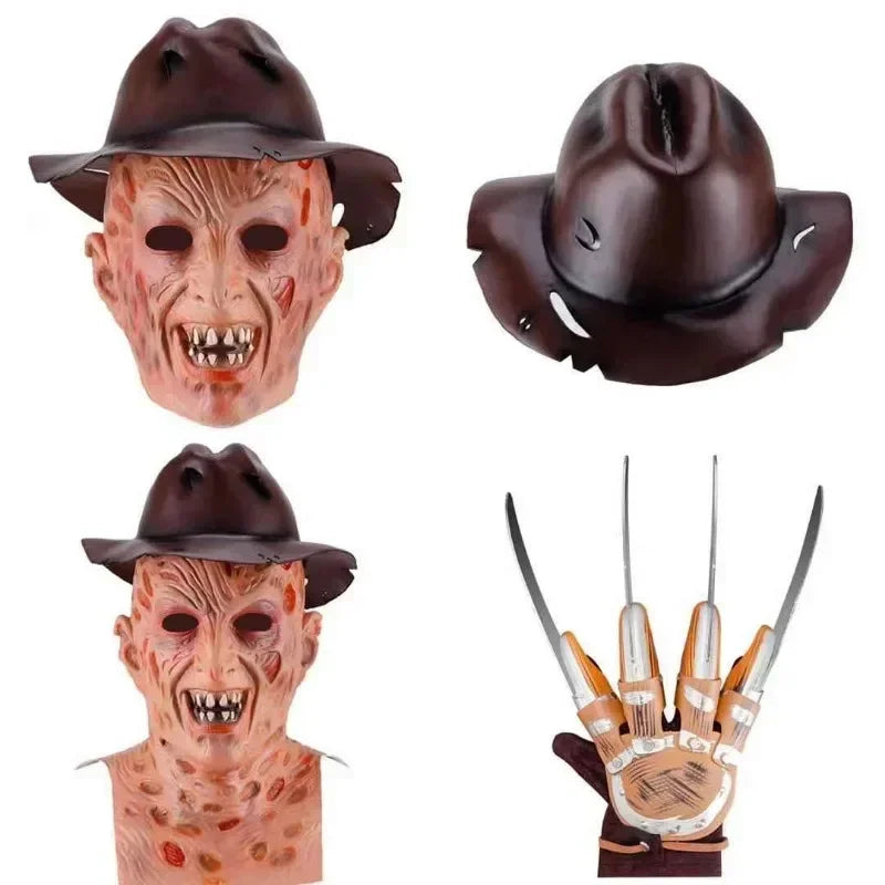 Freddy Cosplay Adult Sweater Red Striped Knitting Top Coat Hat Mask Costume *Free Shipping