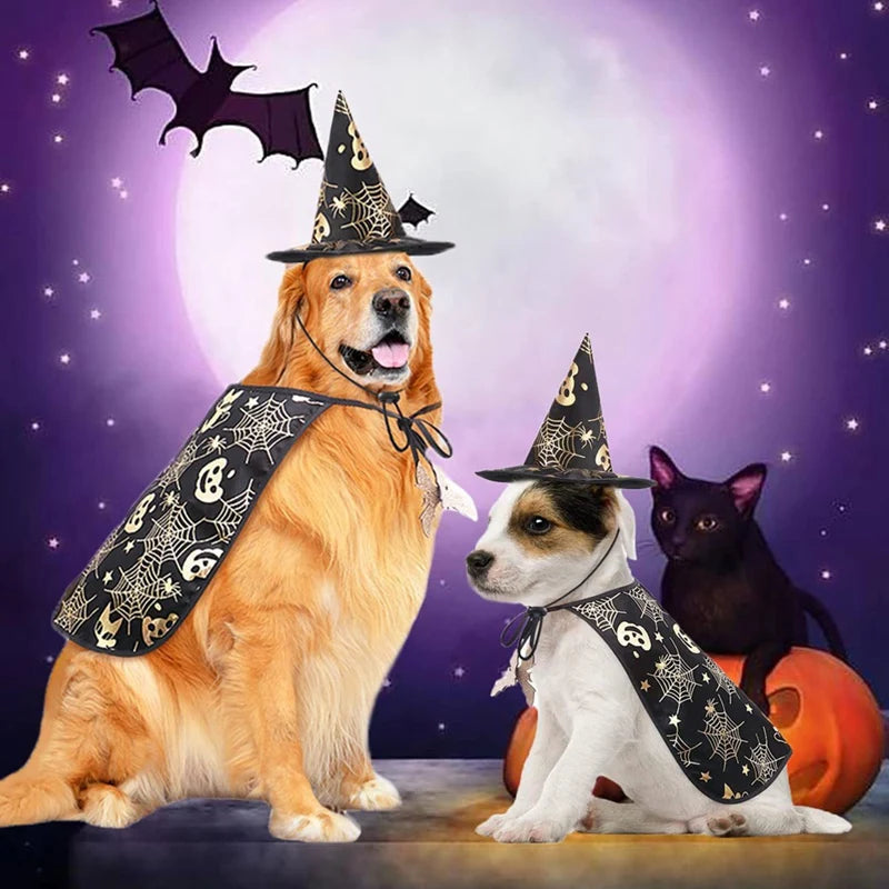 Halloween Pet Cape And Hat Outfit Cosplay Clothes Apparel *Free Shipping