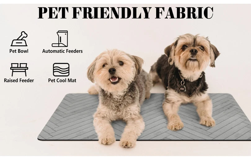 Pet Feeding Placemat for Food and Water Bowl, with Waterproof Rubber Backing, Quick Dry Water Mat for Dog Cat