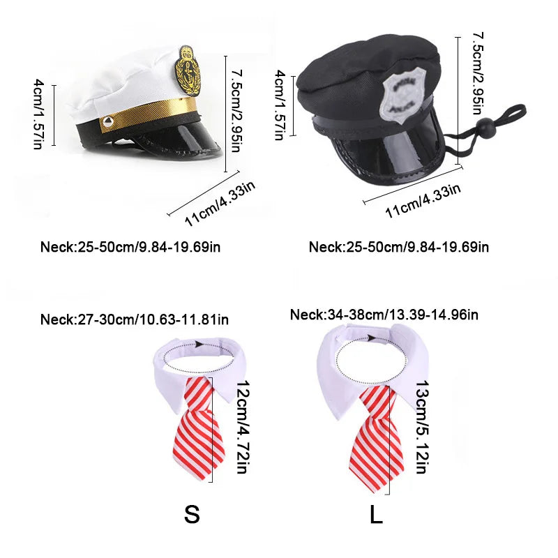 Pet captain / police officer costume set for cats and dogs,