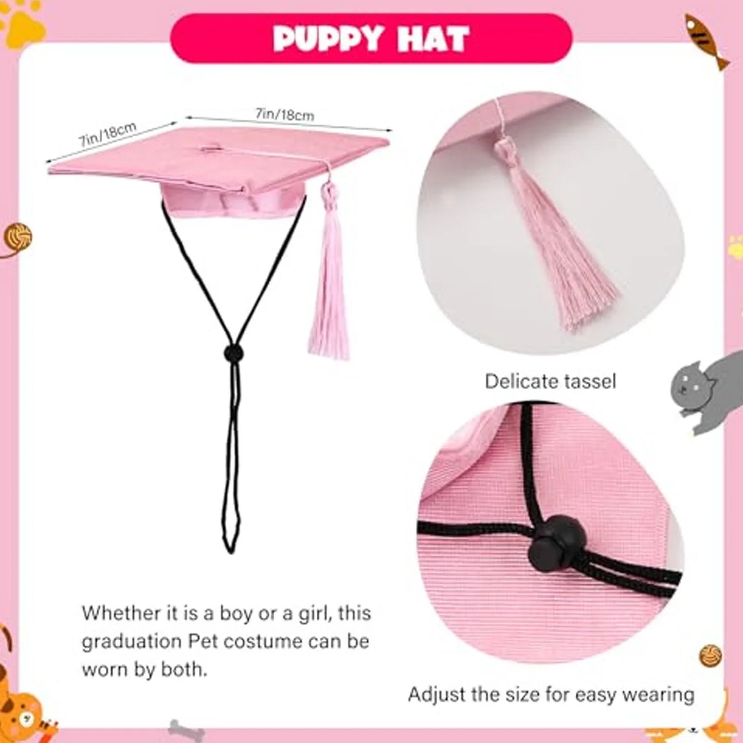 Pets Graduation Accessories Hat with Tassel for Cats Dogs *Free Shipping