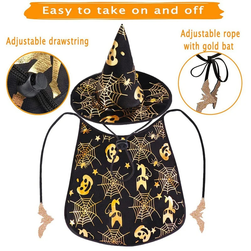 Halloween Pet Cape And Hat Outfit Cosplay Clothes Apparel *Free Shipping