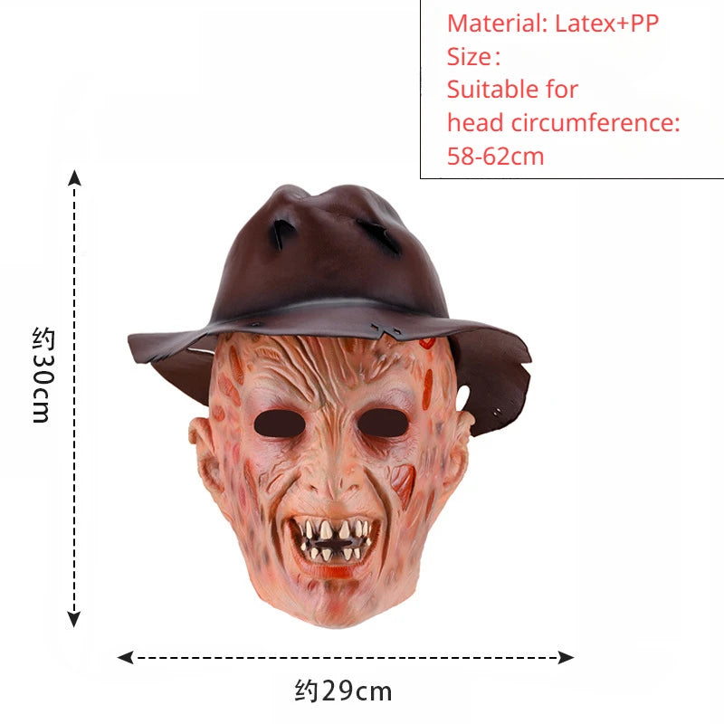 Freddy Cosplay Adult Sweater Red Striped Knitting Top Coat Hat Mask Costume *Free Shipping
