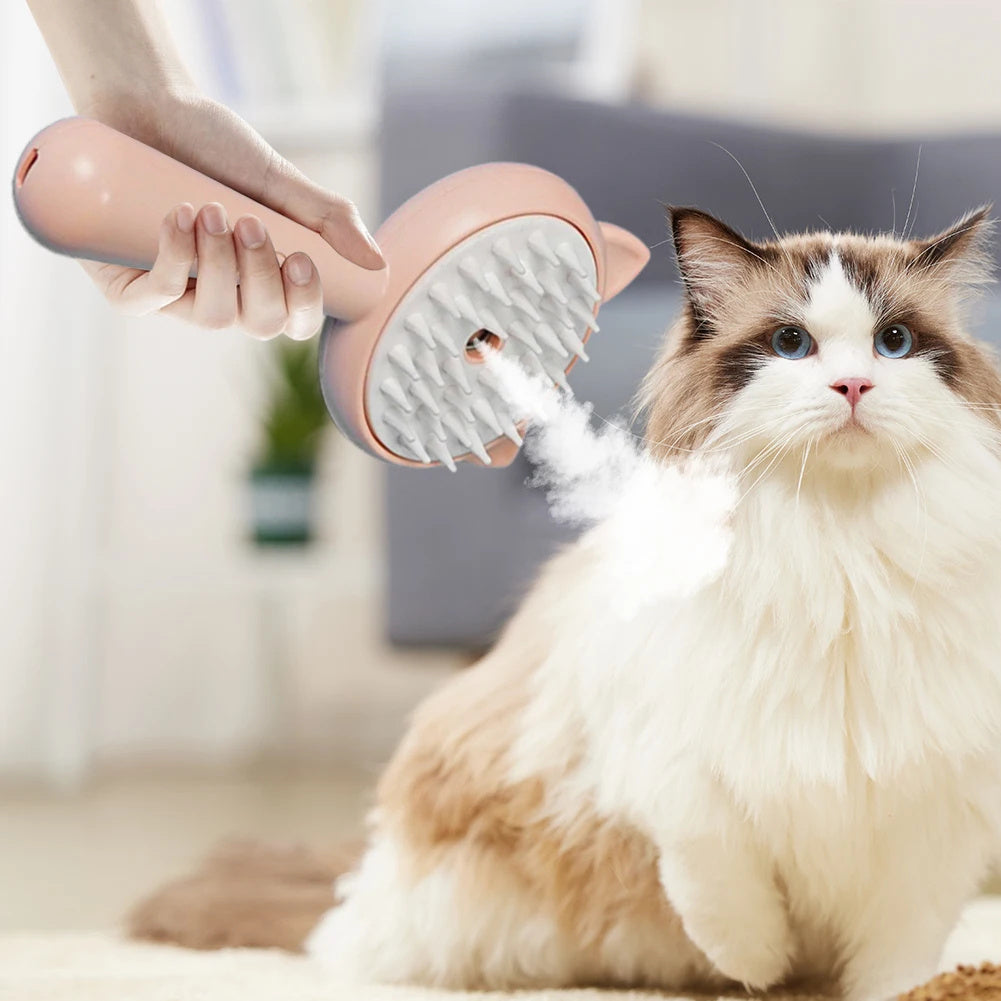 Pet Cleaning Brush With Mist Multifunctional Cat Grooming Brush Rechargeable