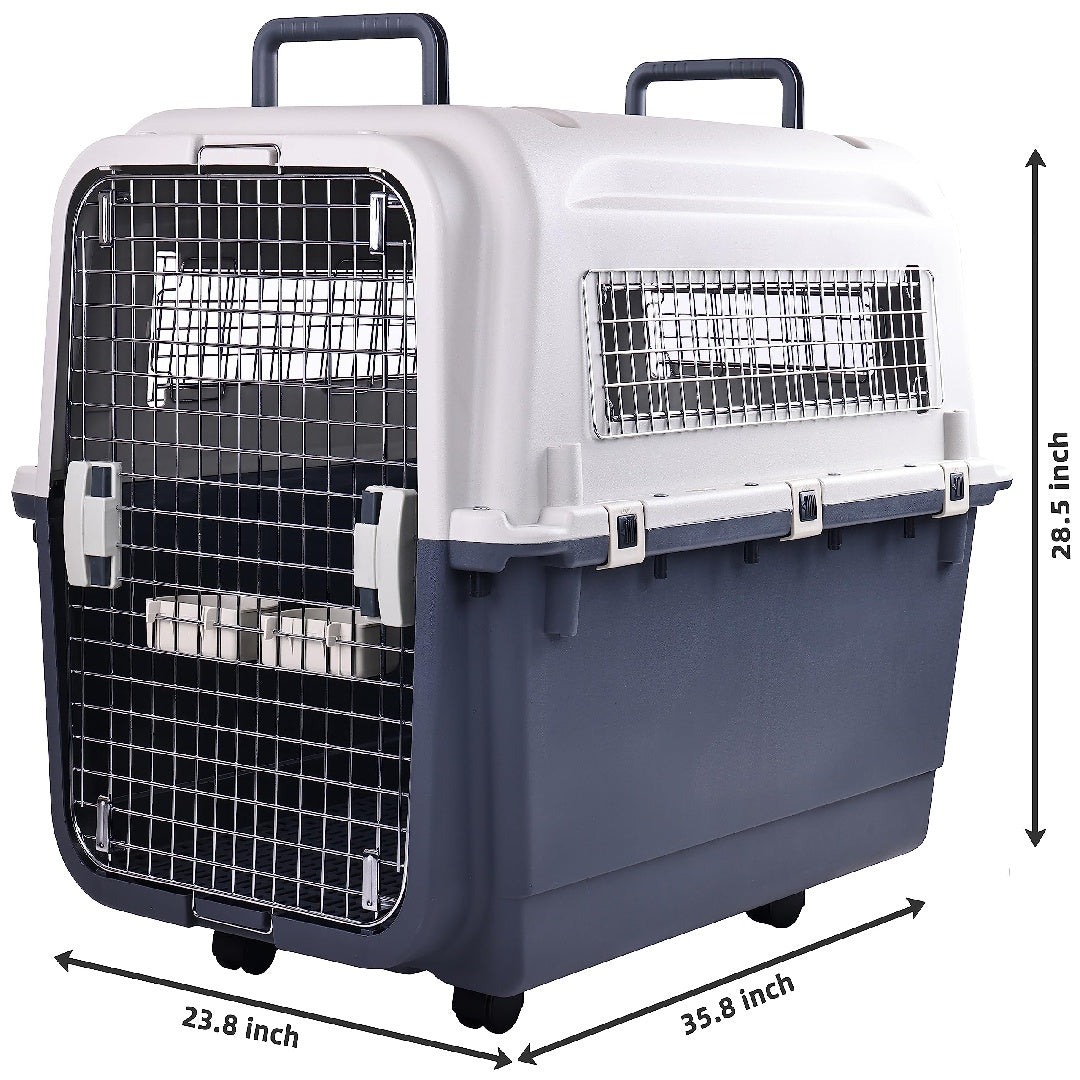 Only Supports Self Pickup Plastic Dog Kennel, Pet Transport, Rolling Plastic Airline Approved Wire Door Travelling Dog Crate, Small-Medium-Large