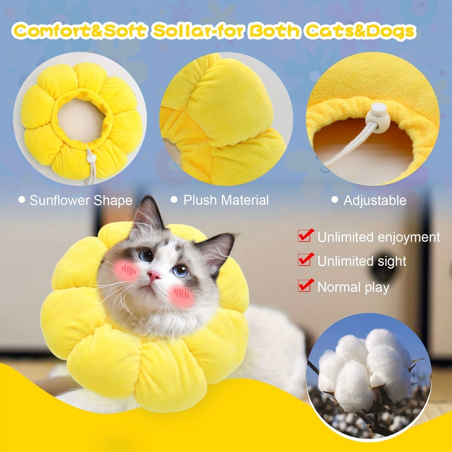 Cat Small Dog Recovery Collar, After Surgery, Adjustable Pet E Collar, Wound Healing Protective For Small Pets