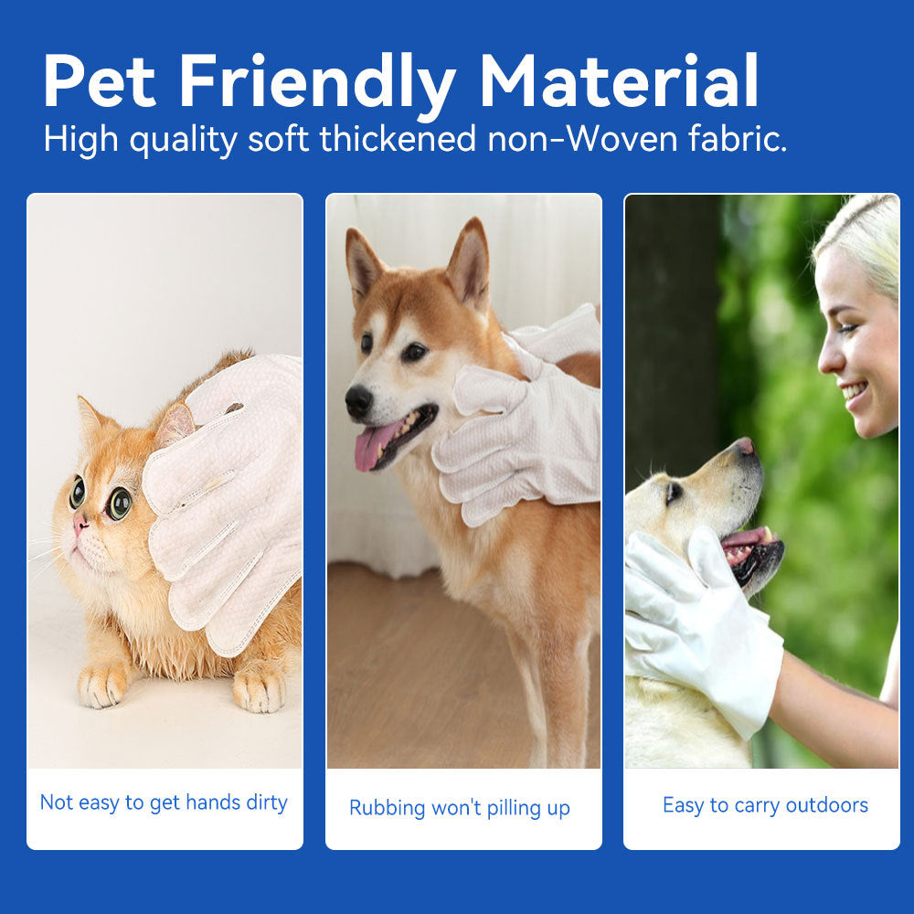 Gloves For Dog And Cat, Wipes Cleaning & Deodorizing, For Body Paws Daily Care,Grooming Wipes Cleaning Fur Traveling Rinse Free,6PCS-1PACK