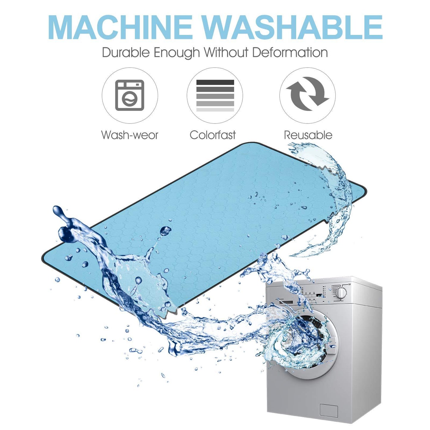 Washable Dog Urine Pad, Waterproof Toilet Training Mat, 89.5 X 59.2 Cm - 34.5 In X 23 In, Non-Slip Diaper For Puppies And Cats, 2 Packs