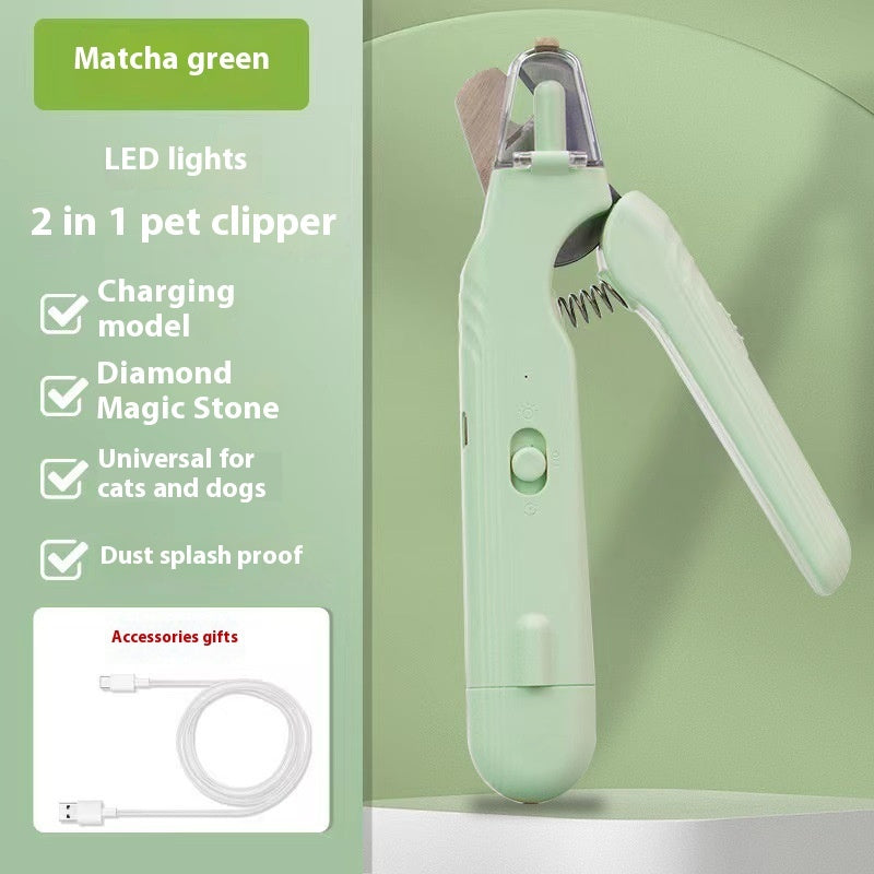 Pet Led Nail Clippers Type-c Rechargeable Nail Polish Scissors Two-in-one