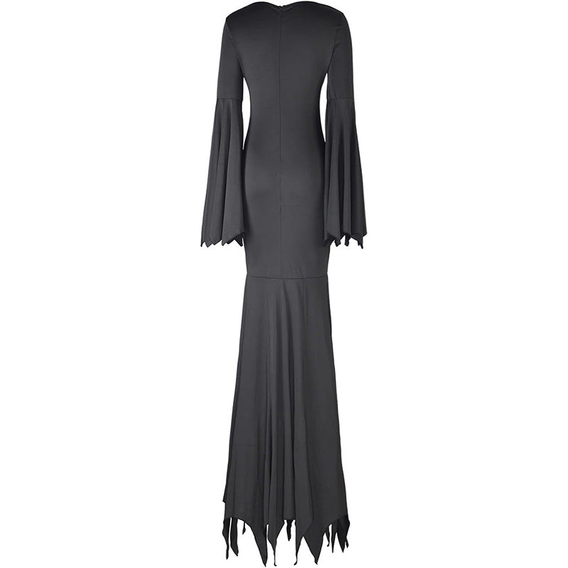 Black Costume Womens Gothic Witch Bat Sleeve Dress Halloween Cosplay Vintage Carnival Party Outfit