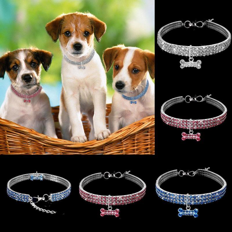 Bling Rhinestone Crystal Puppy Chihuahua Collars For Small Medium Dogs Cats