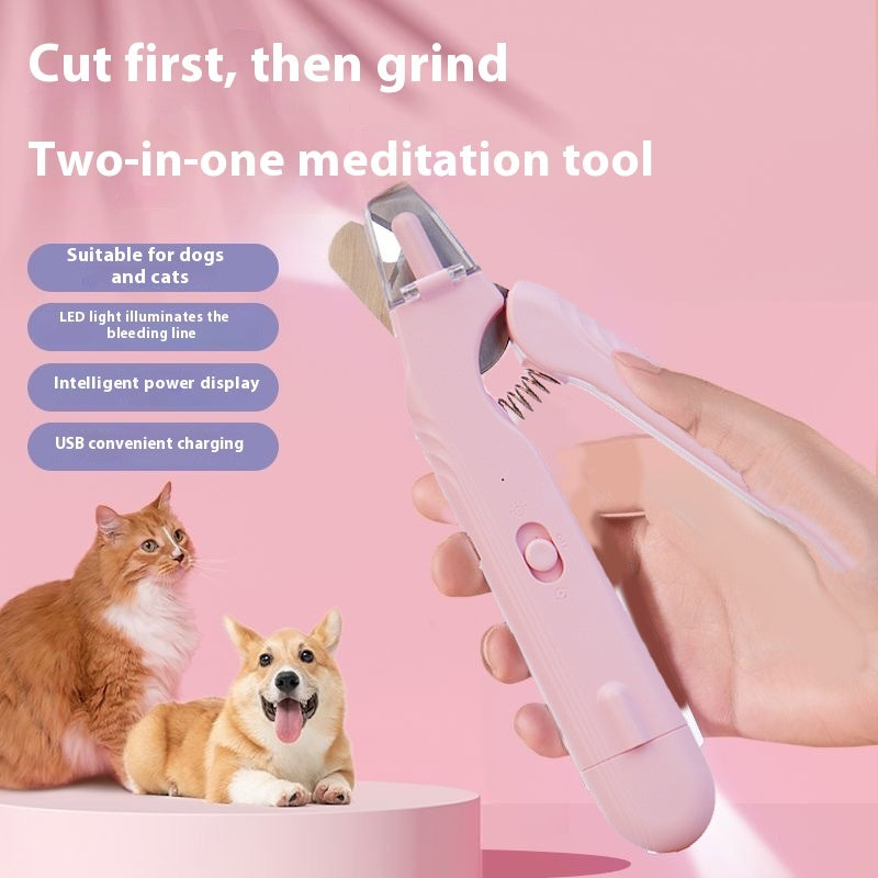 Pet Led Nail Clippers Type-c Rechargeable Nail Polish Scissors Two-in-one