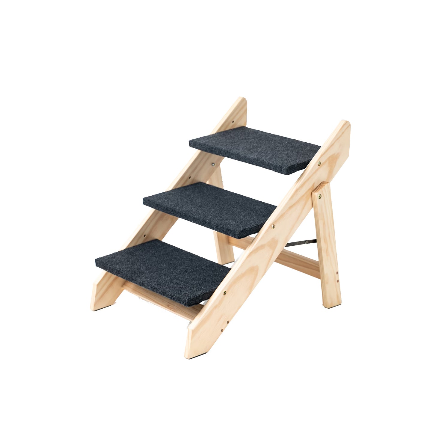 Wood Foldable 3 Levels Dog Stairs Ramp Perfect For Beds And Cars Portable Dog Ladder Up To 110 Pounds