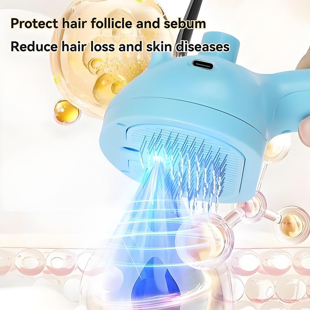 2025 New Chevaroo 3-in-1 Self-Cleaning Steam Pet Brush For Shedding, Silicone Bristle Head 360 Rotating