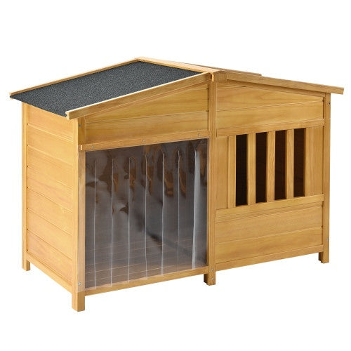 GO 47.2 Wooden Dog House, Outdoor & Indoor With Porch, Solid Wood, Medium