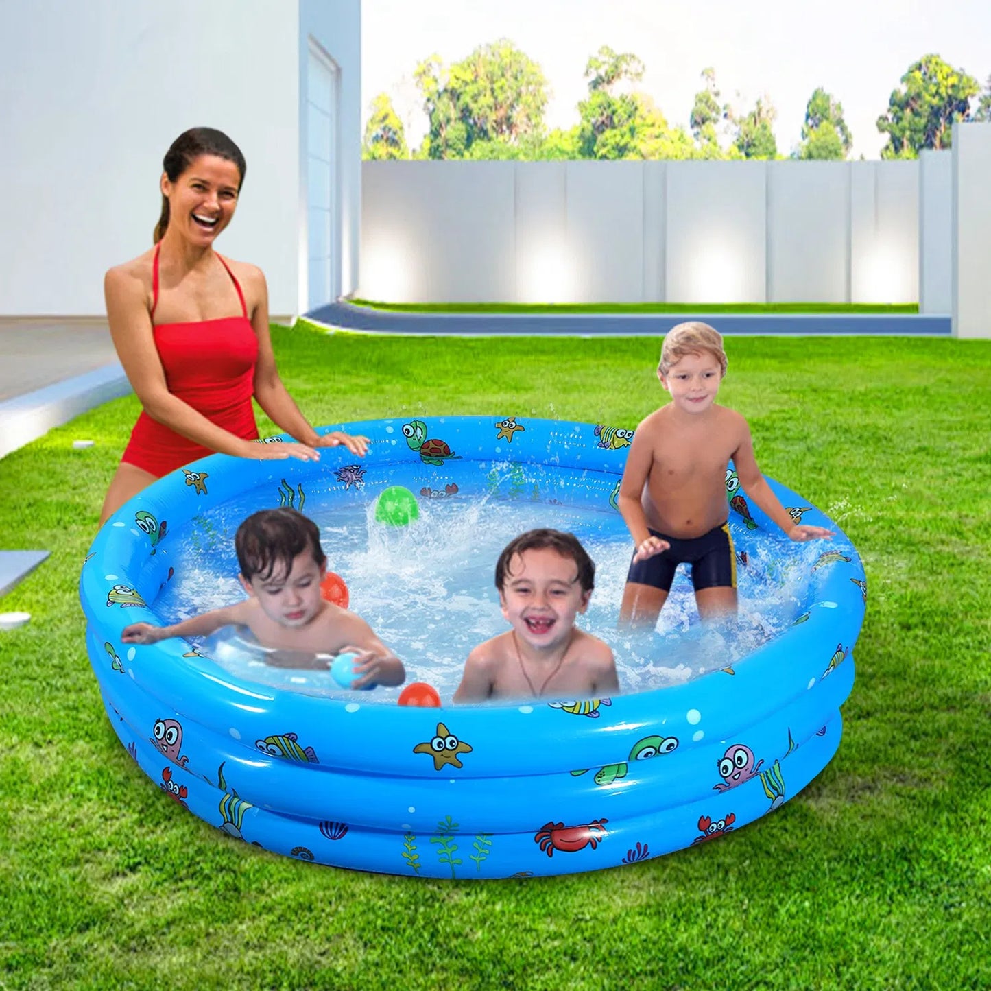 51x13In Inflatable Swimming Pool Blow Up Foldable Swim Ball Pool For Small Kids&/Or Pets