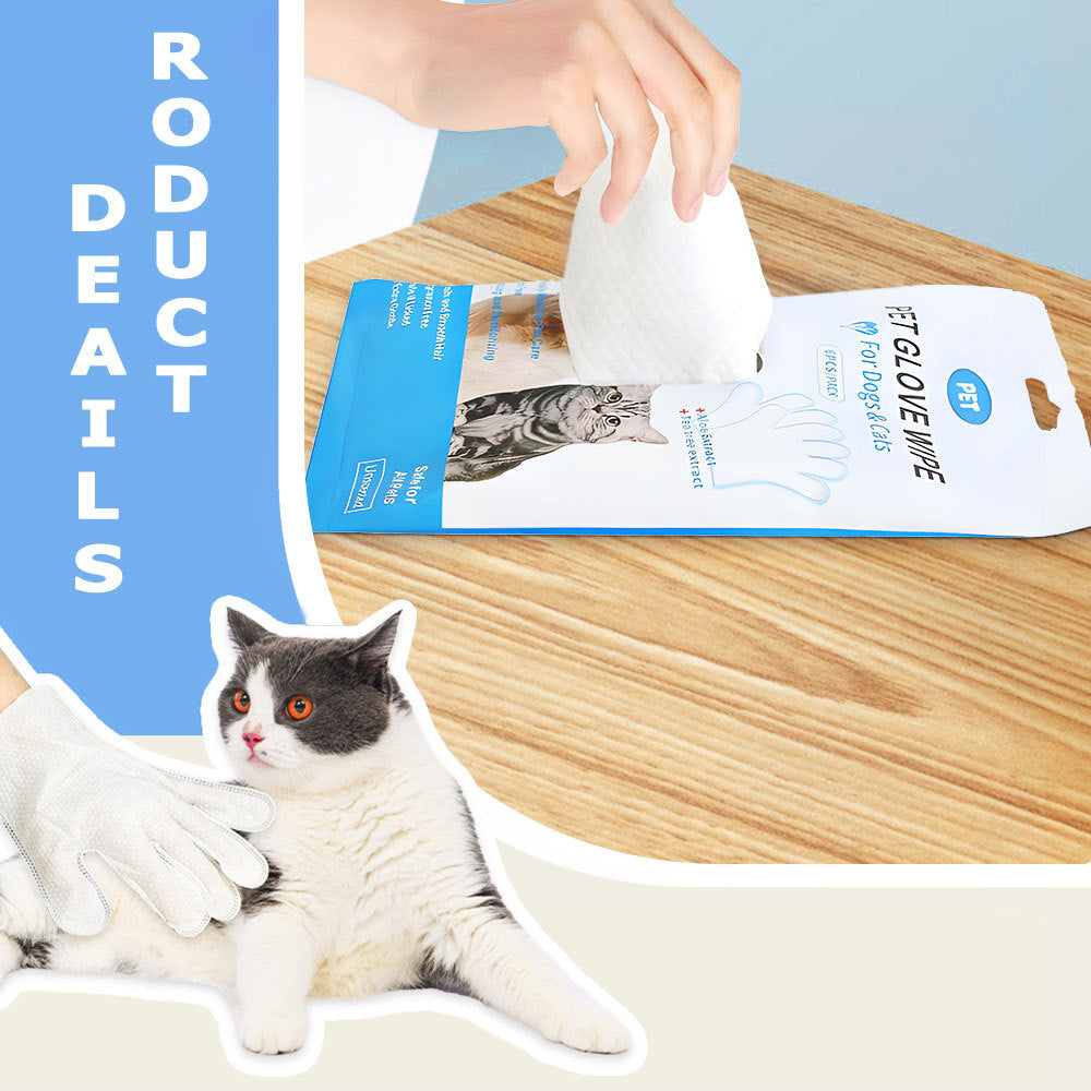 Gloves For Dog And Cat, Wipes Cleaning & Deodorizing, For Body Paws Daily Care,Grooming Wipes Cleaning Fur Traveling Rinse Free,6PCS-1PACK
