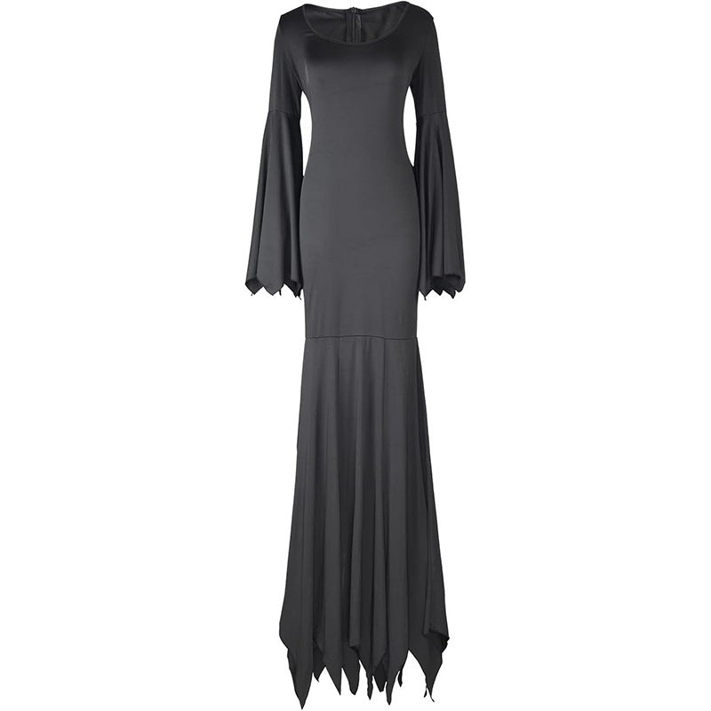 Black Costume Womens Gothic Witch Bat Sleeve Dress Halloween Cosplay Vintage Carnival Party Outfit