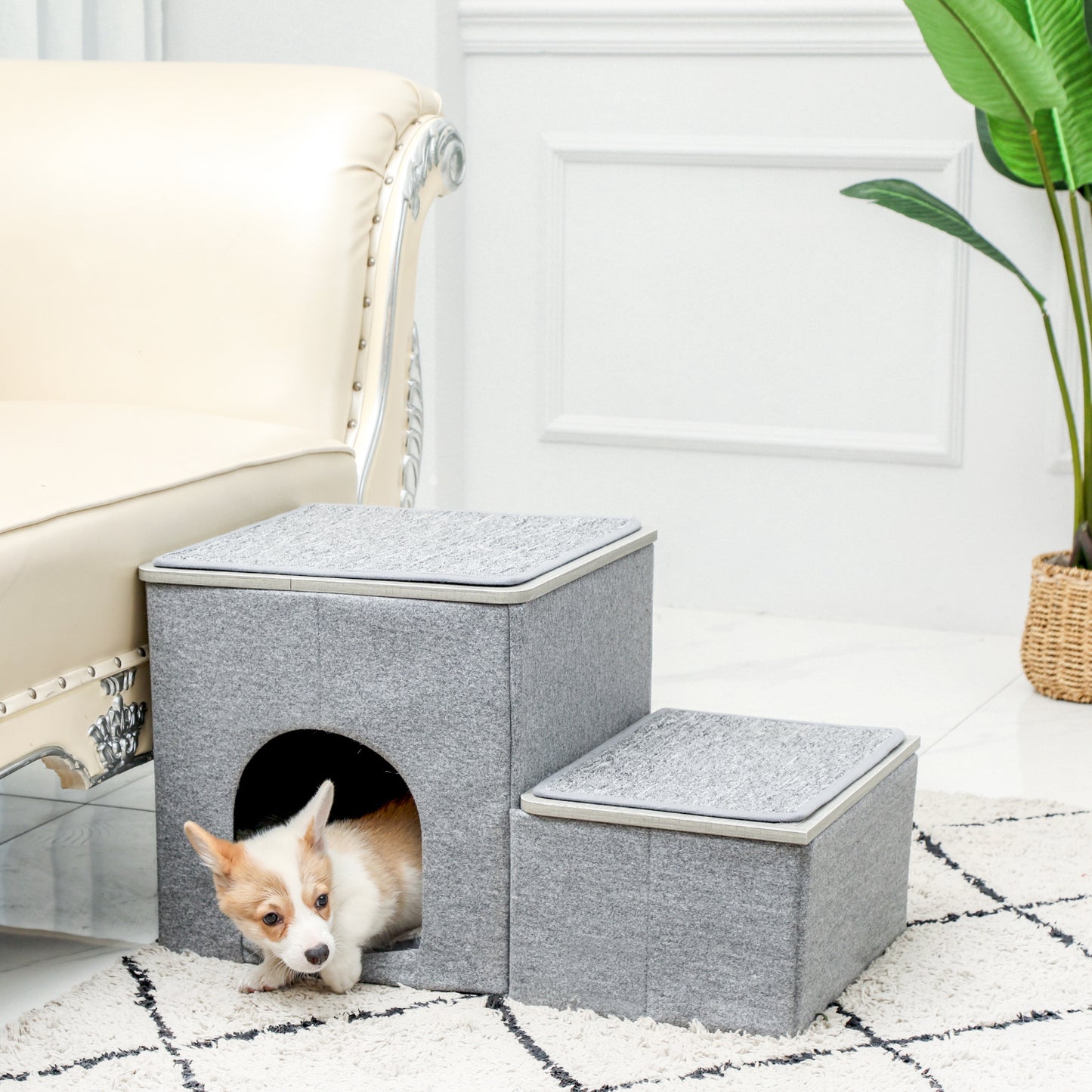 2 In 1 Pet Steps Dog Stairs Ramp Portable Home Ladder