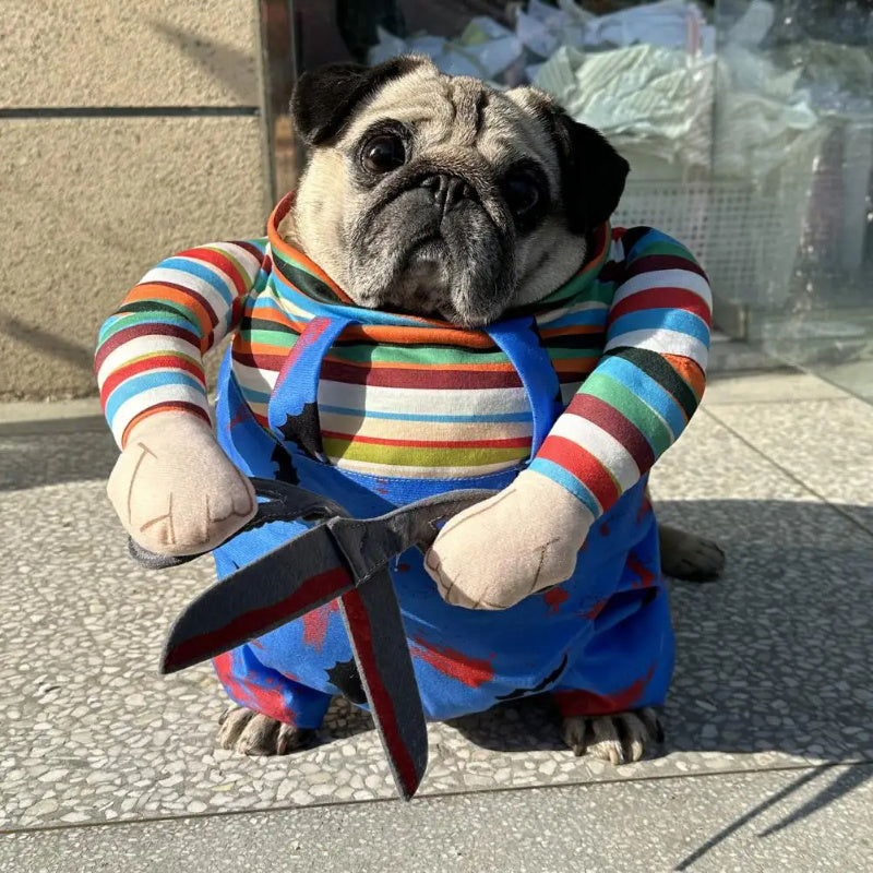 Pet Costume Cat Funny Outfit With Adjustable Straps Scissor-Shaped Suit Cosplay
