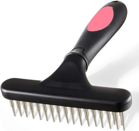 Pet Grooming Rake Double Row Pins Shedding And Dematting Undercoat Rake Comb For Dogs And Cats Safe Grooming Deshedding Comb Out Mats Tangles Easily