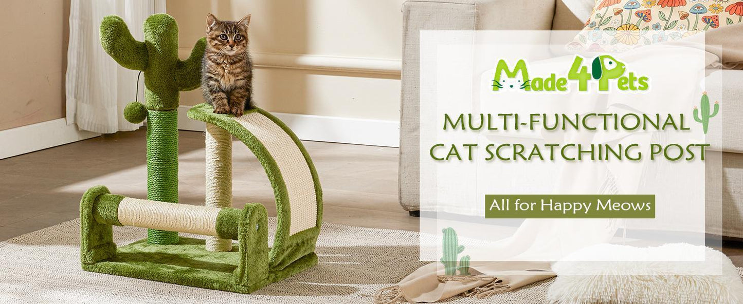 Cactus Shape Natural Sisal Rope Easy To Assemble Green Cat Scratching Post