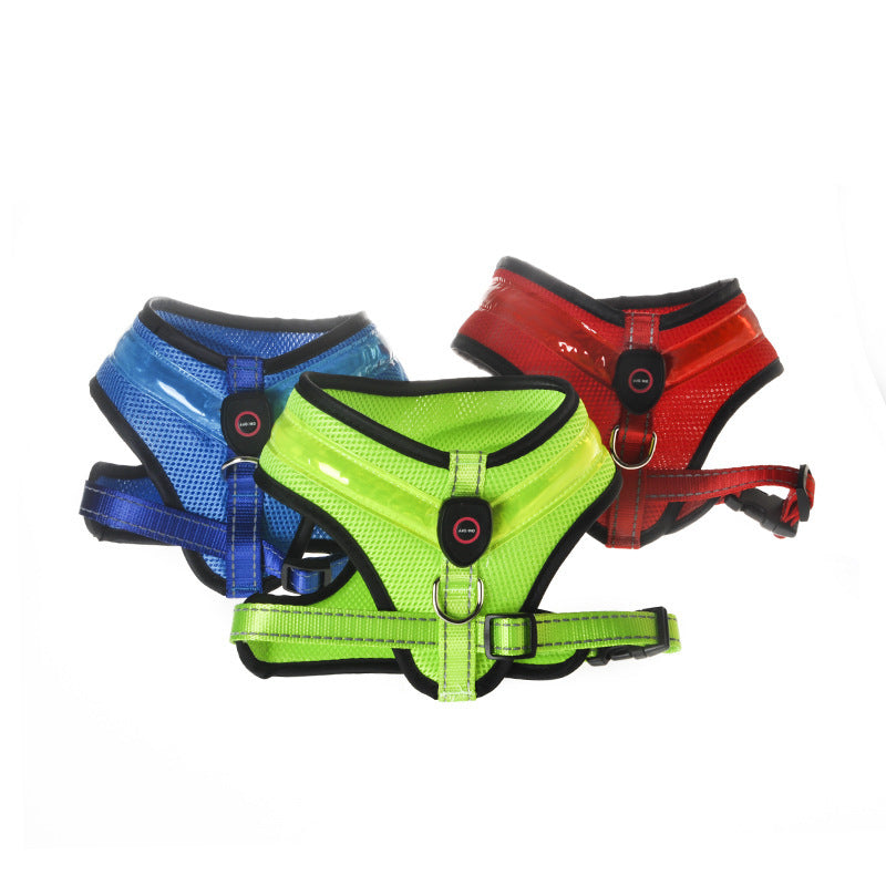 LED Luminous Dog Led USB Charging Dog Chest Strap Vest Pet Safety Reflective Harness Pet Vest For Puppy Large Dog Pet Products