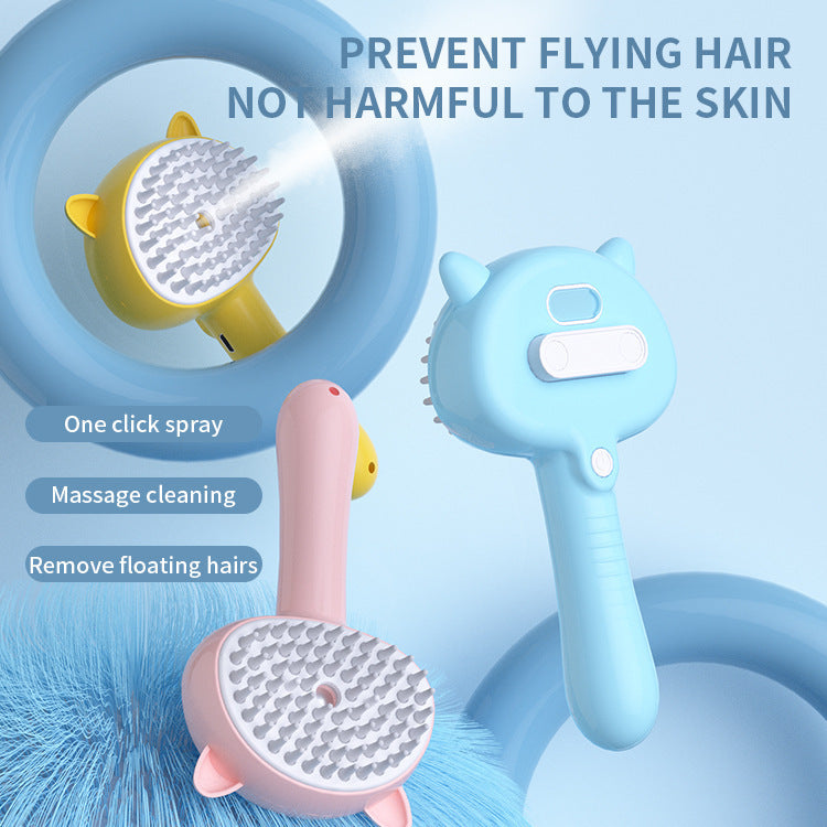 Pet Cleaning Brush With Mist Multifunctional Cat Grooming Brush Rechargeable