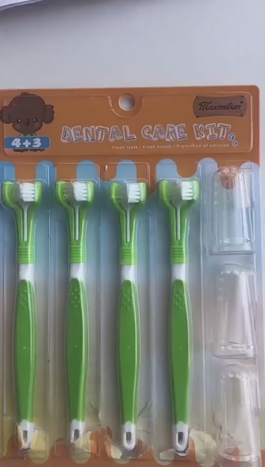 Pet Silicone Finger Toothbrush Dog Three-head Toot